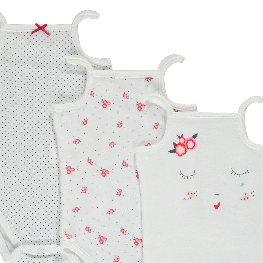 Lot de 5 bodies en coton à bretelles pour bébé fille - Ecru