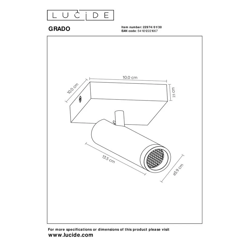 Lucide GRADO Plafondspot - Zwart