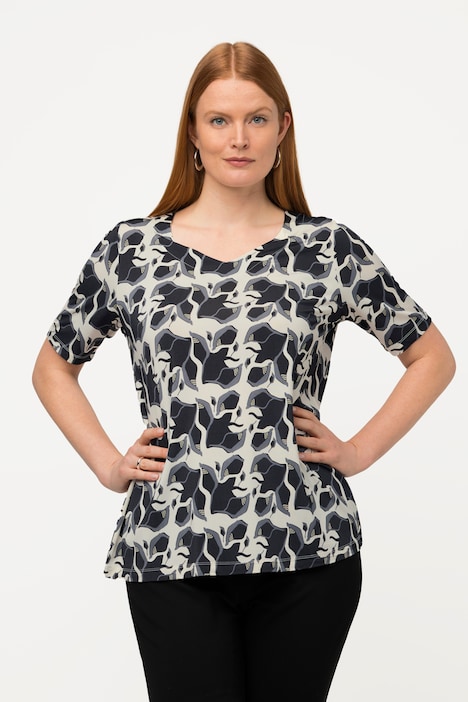 Slinkyshirt, Blüten, Classic, Herzausschnitt, Halbarm