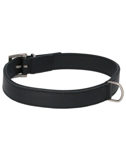 Adori Halsband Vetleder Gevoerd Zwart&Zwart - Hondenhalsband