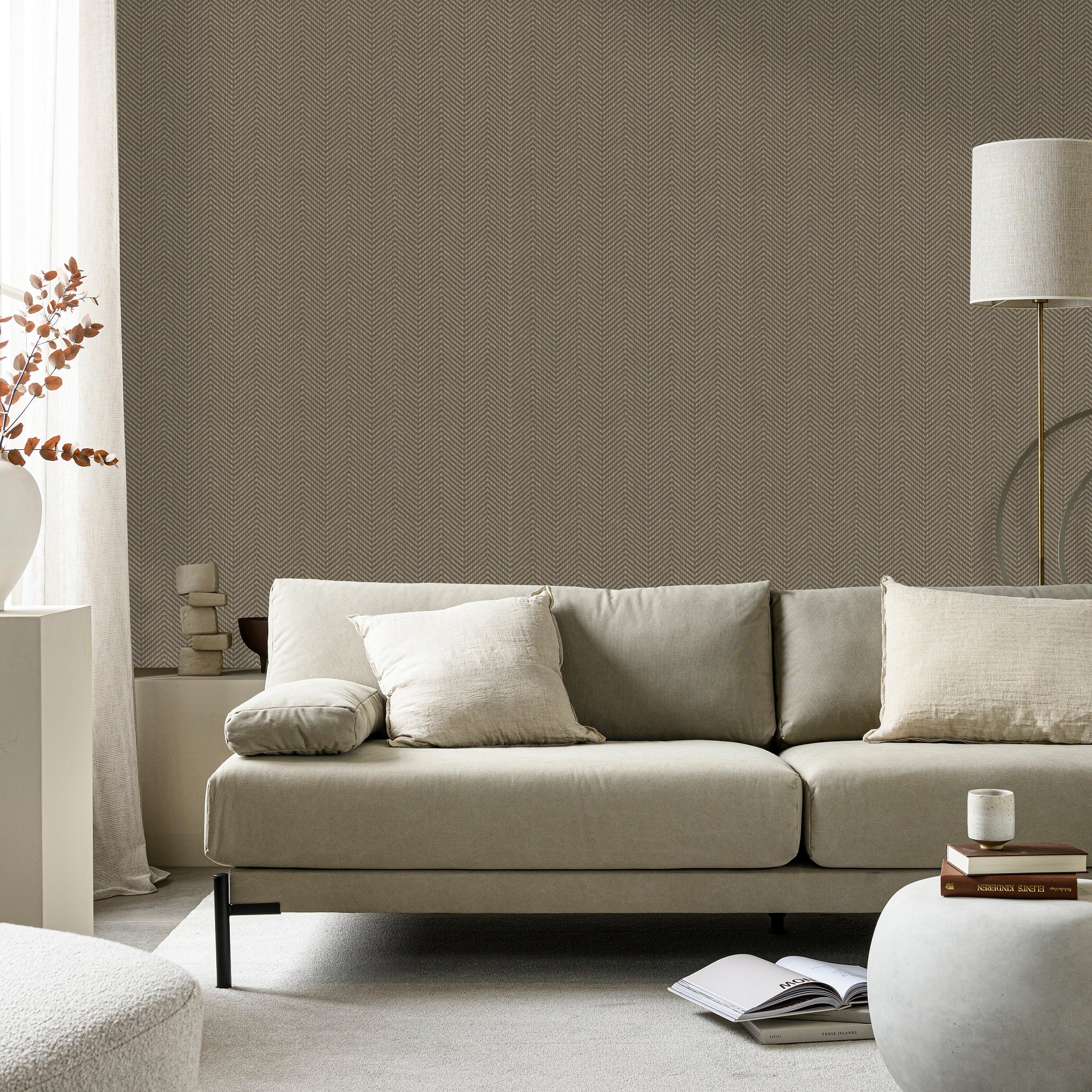vtwonen Vliesbehang | Herringbone Soil Gold - 10mx53cm