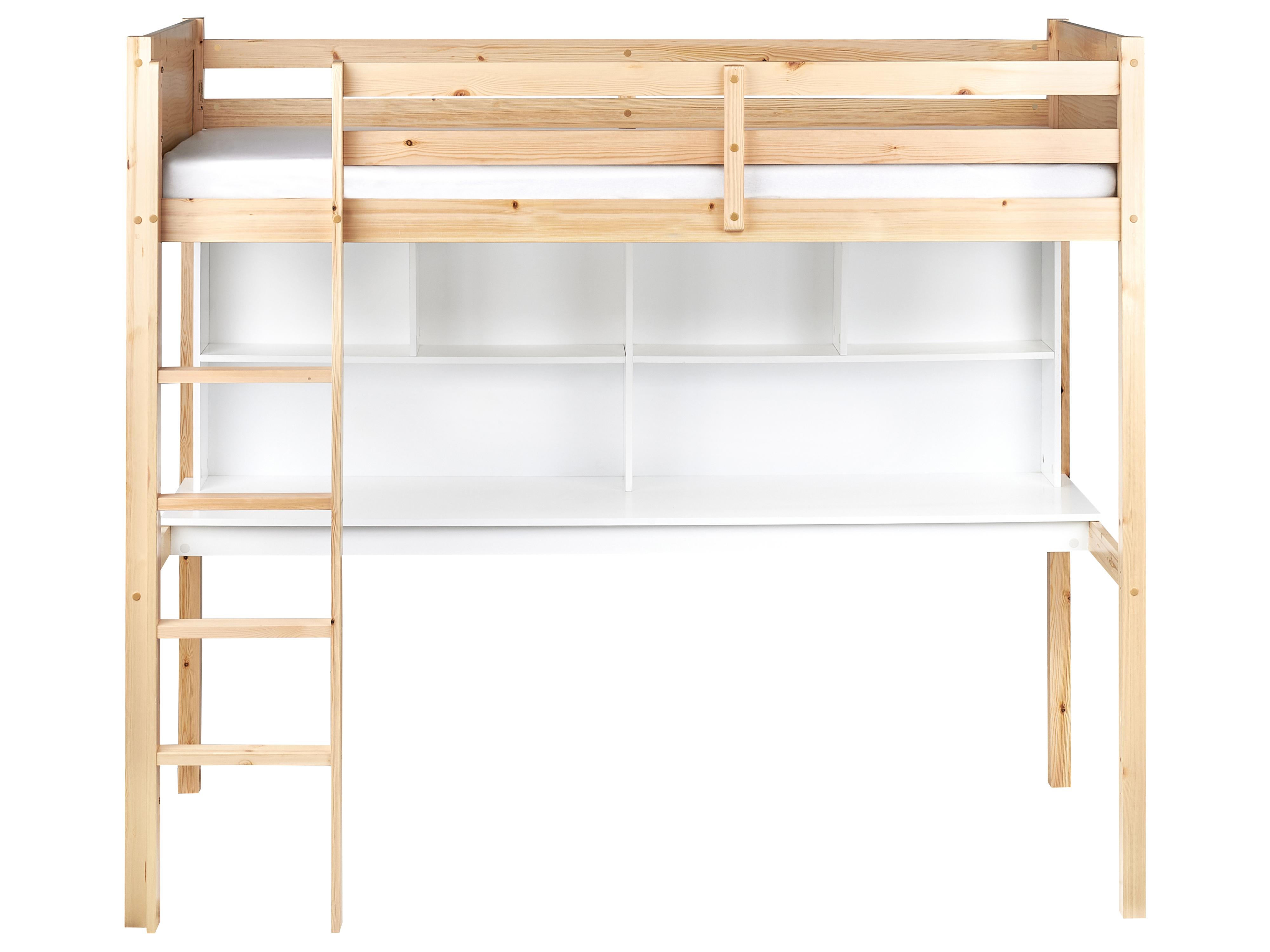 Hoogslaper met bureau Dennenhout FOUCAMONT 90 x 200 cm Lichtbruin