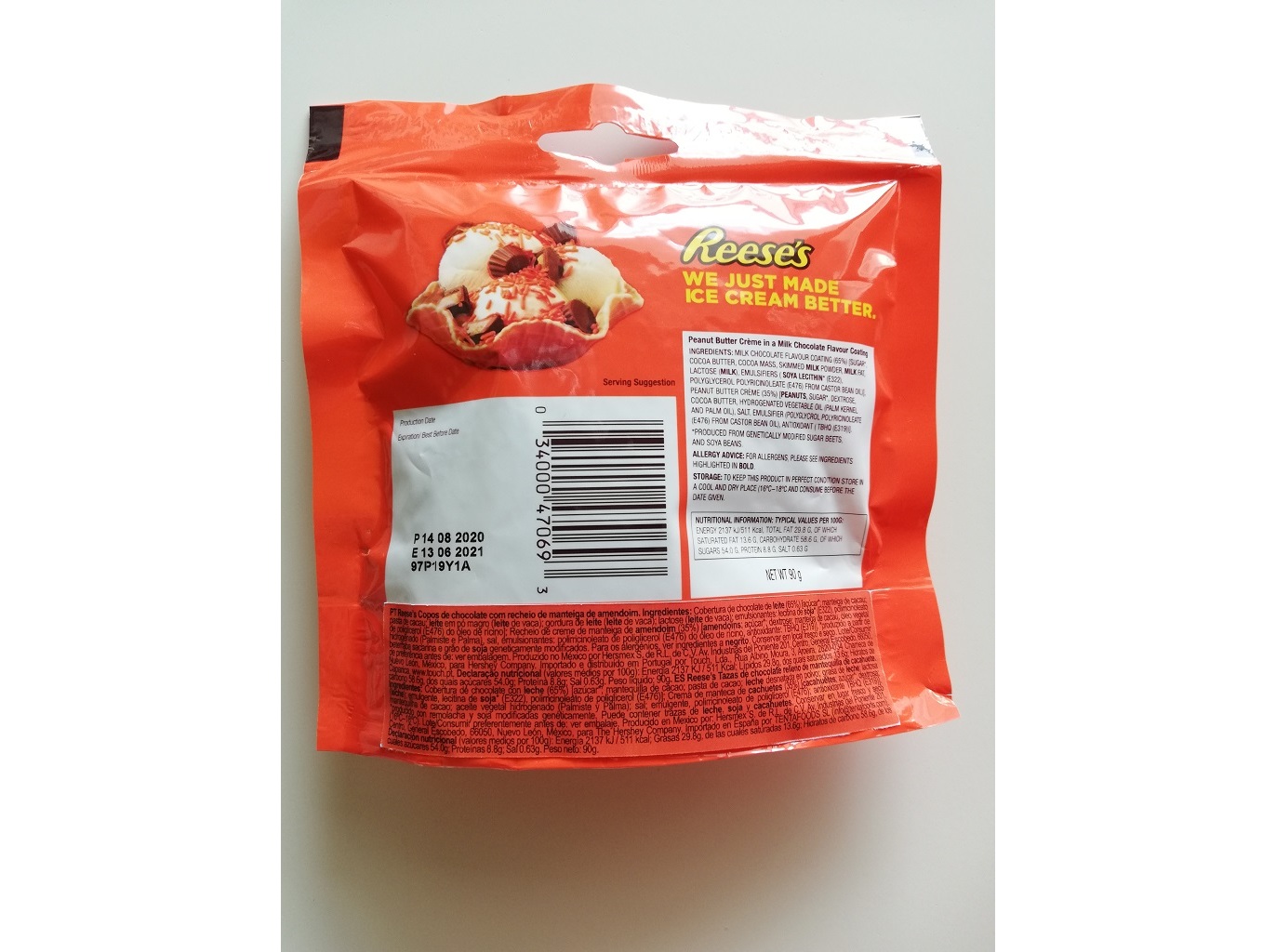 CHOCOLATE REESE'S MINI RECHEIO MANTEIGA AMENDOIM 90G