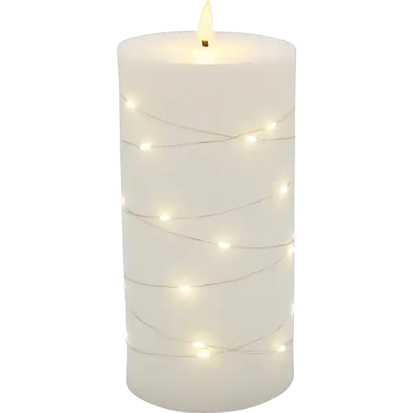 LED Kerze 3D Flamme 20 cm weiss mit Drah