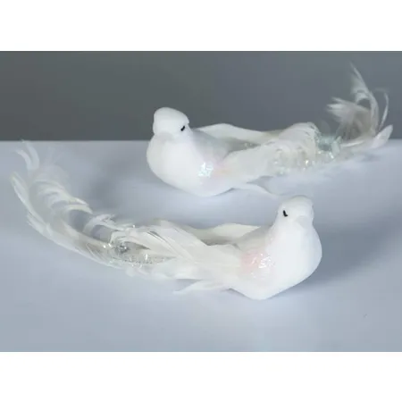 Amsinck & Sell Taube mit Gänsefedern und Perlen, weiß, 14cm