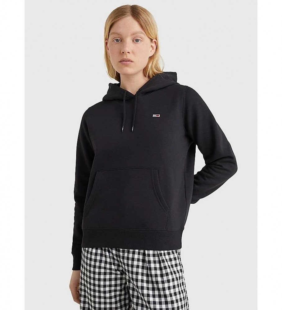 Moletom Tommy Jeans Regular Fleece, Preto