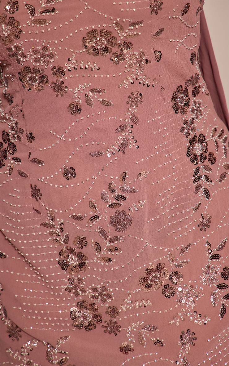 Taupe Robe Mini Bandeau À Détail Foulard Avec Sequins Floraux Shape