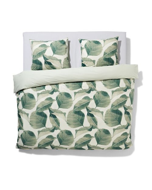 housse de couette coton doux 200x220 feuilles - vert