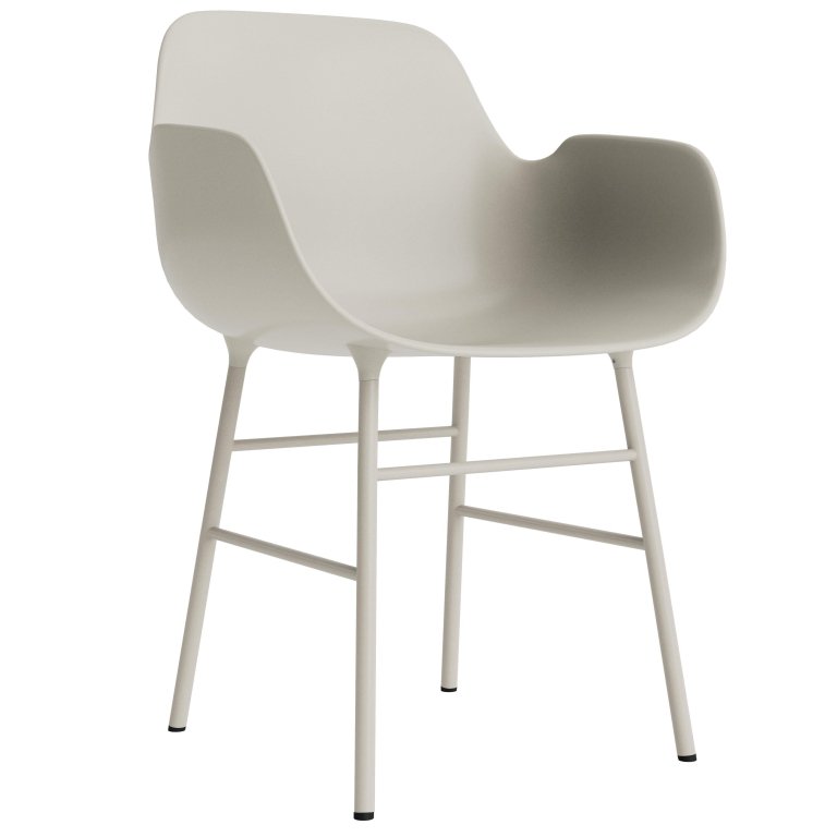 Normann Copenhagen Form Armchair stoel met stalen onderstel licht grijs