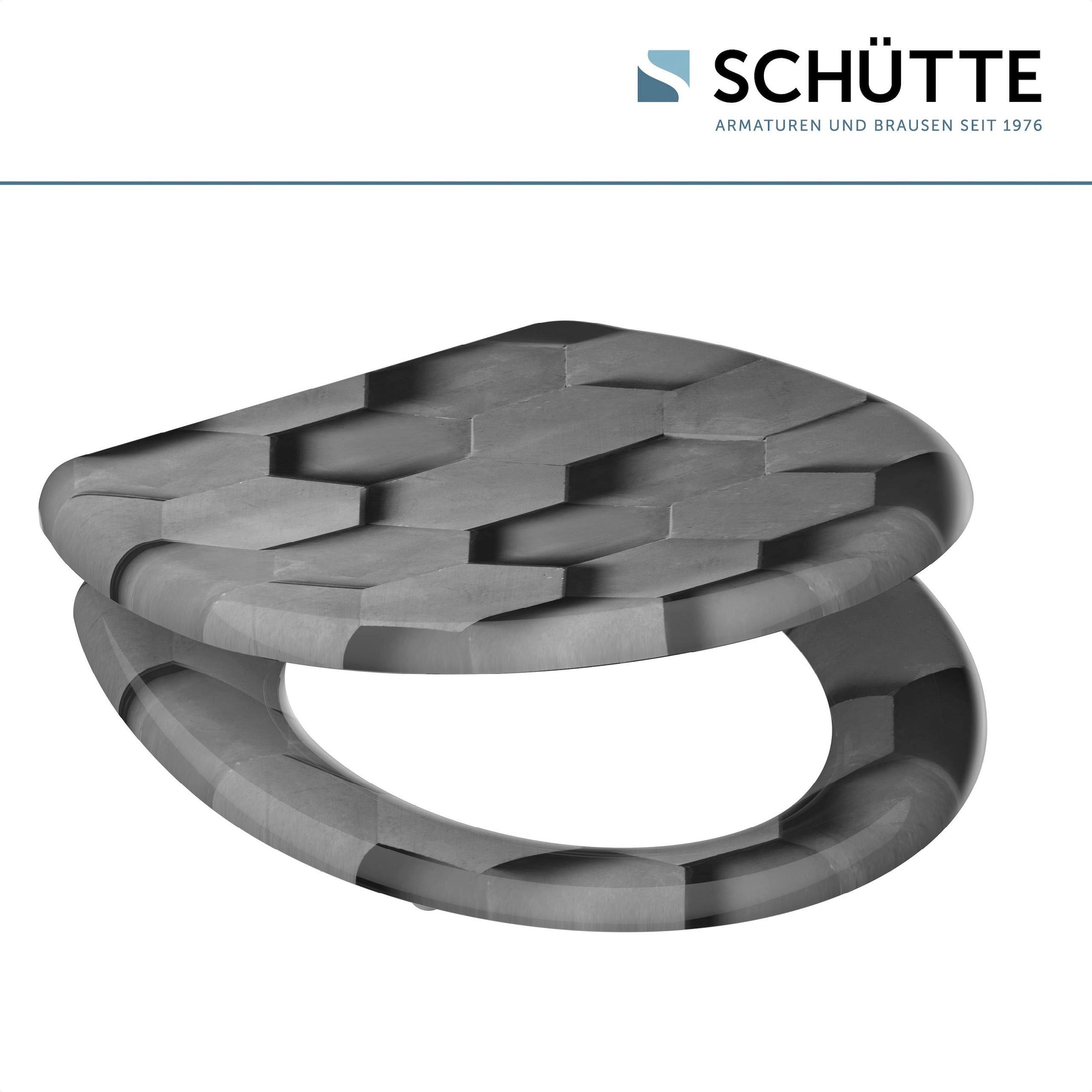 Schütte WC-Sitz »Grey Hexagons« Duroplast, mit Absenkautomatik und Schnellverschluss