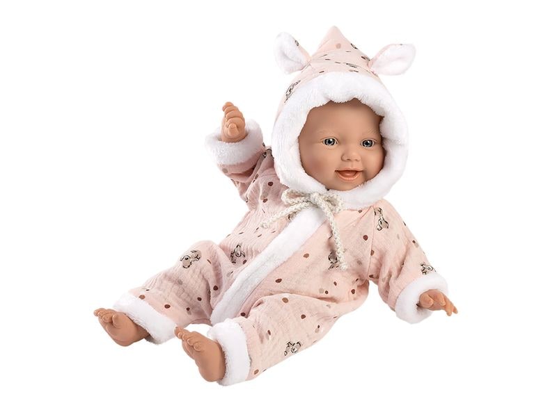 Llorens Babypuppe mit Overall rosa 32 cm Newborn-Puppe mit weichem Stoffkörper