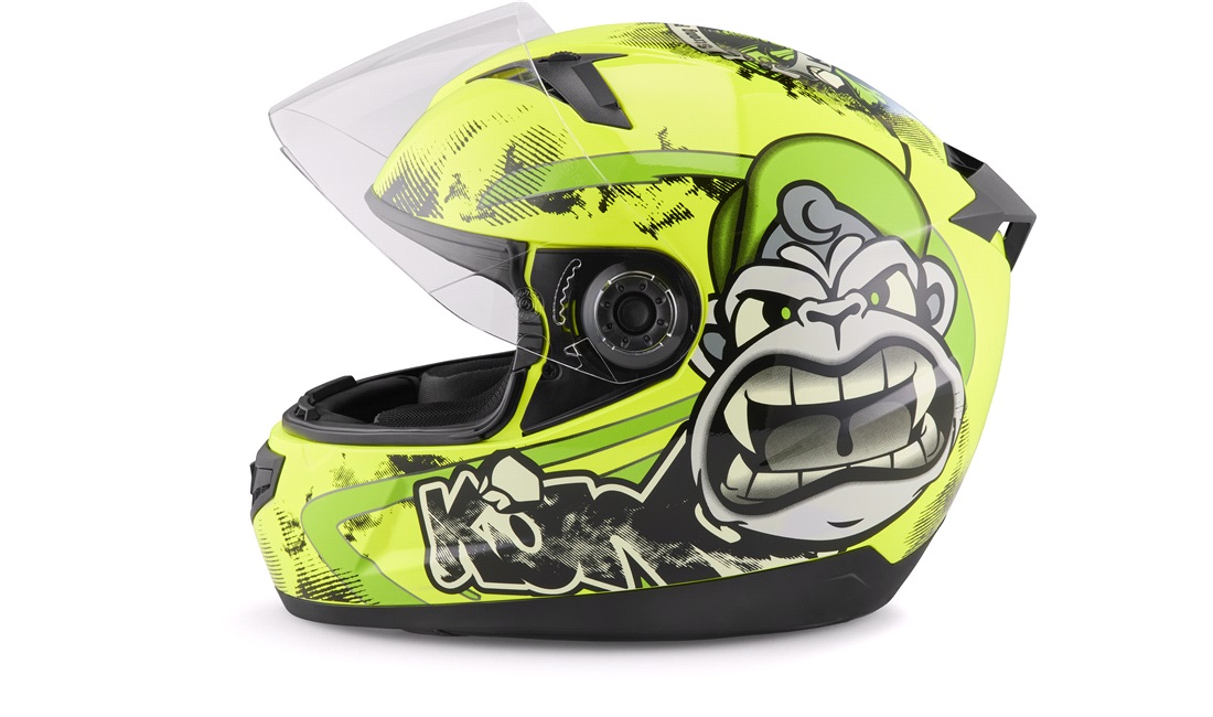 Børnehjelm NEX Racing Kids Kong gul/sort/grøn str. L (53-54cm)