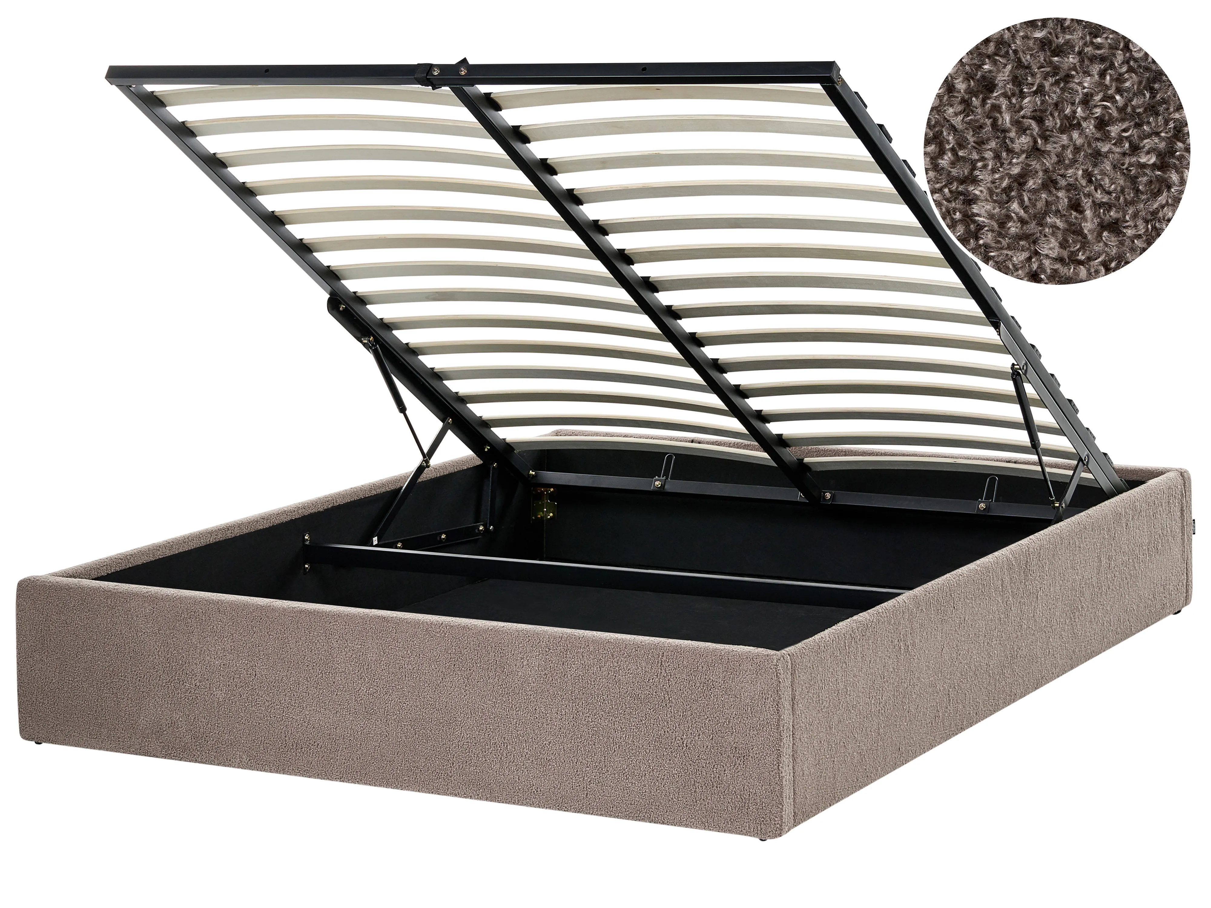 Opbergbed zonder hoofdbord Bouclé DINAN 140 x 200 cm Taupe