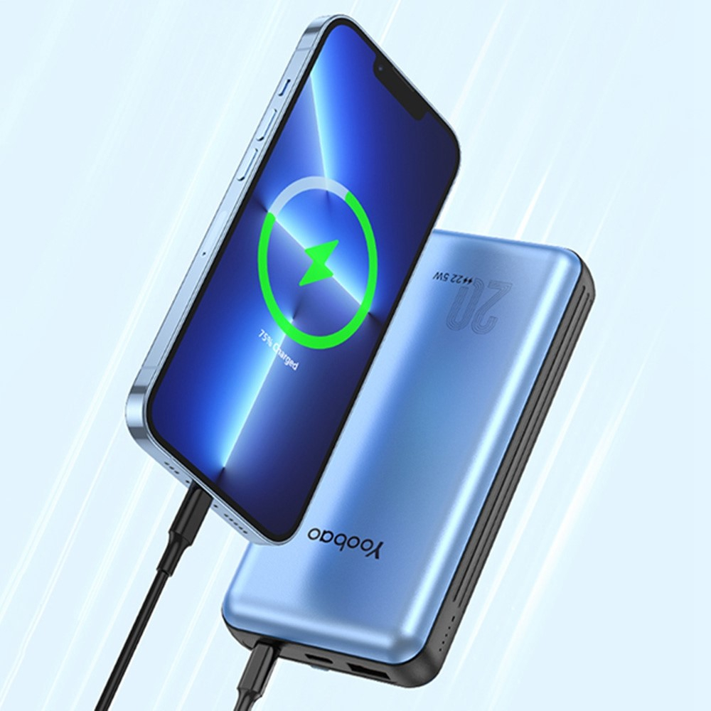 (22.5W) 20000mAh USB A / USB C Powerbank Ladegerät mit USB C / Lightning Kabel - Blau