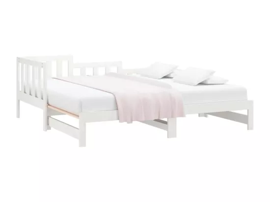 Lit coulissant Blanc 2x(90x190) cm Bois de pin massif