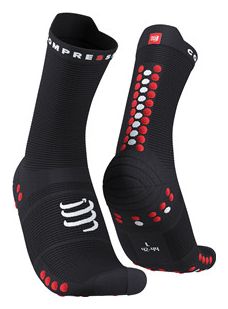 Paire de Chaussettes Compressport Pro Racing Socks v4.0 Run High Noir / Rouge