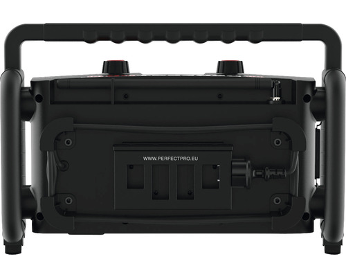 PerfectPro ROCKBULL bouwplaatsradio met DAB+ en FM-ontvangst, Bluetooth, AUX- en USB-ingang, inclusief oplader en geïntegreerde lithium-ionbatterij, 11,1 V 230 V, IP65