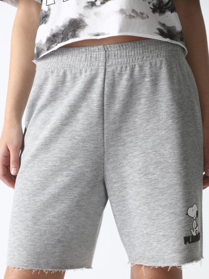 Shorts de moletom estampados com Snoopy Peanuts™ - Cinza mesclado