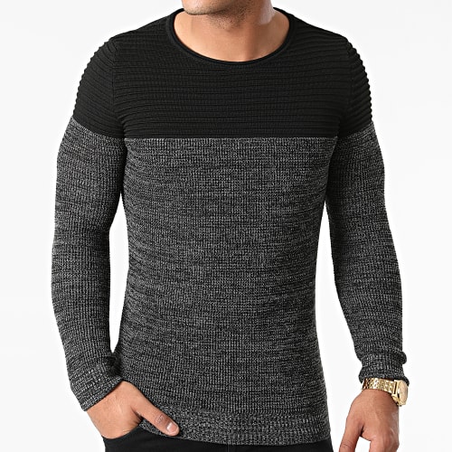 Pull Bicolore 0056 Gris Anthracite Noir