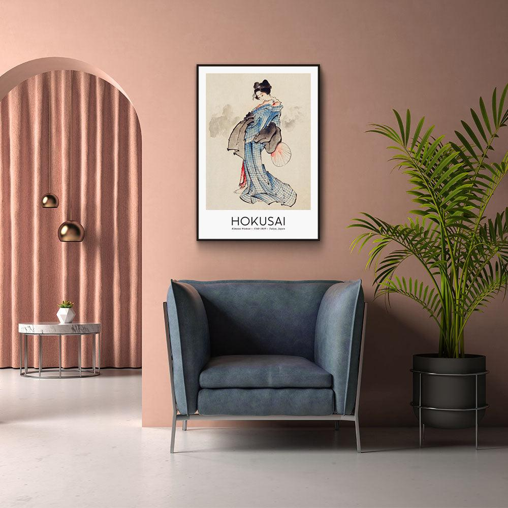 Walljar poster ingelijst - Katsushika Hokusai - Woman Poster ingelijst - 40 x 60 cm