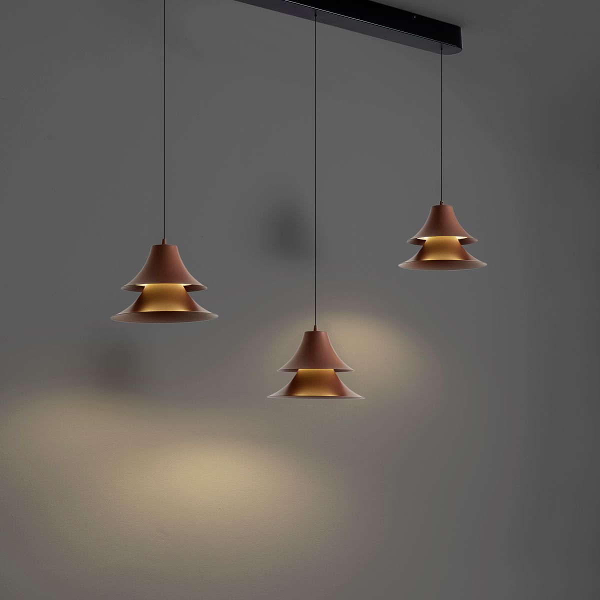 Hanglamp zwart met mokka incl. LED 3-staps dimbaar 3-lichts easylift - Witch