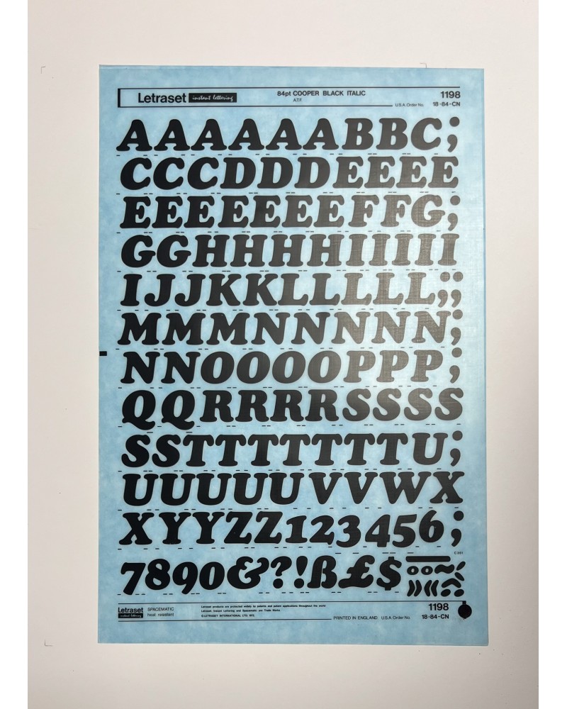 letraset-1198- COOPER BLACK ITALIC - 84pt