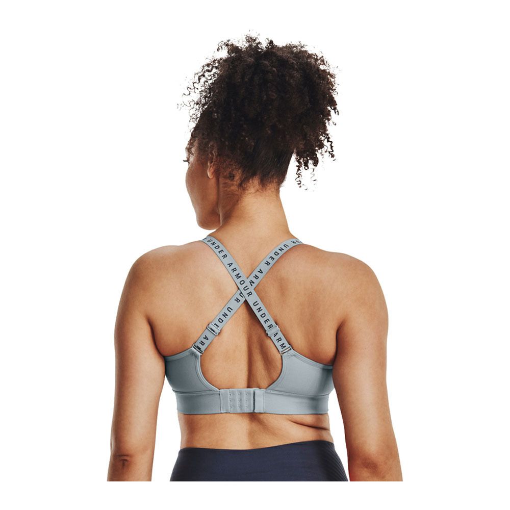 Under Armour UA INFINITY MID COVERED - Brassière Femme harbor blue/downpour gray