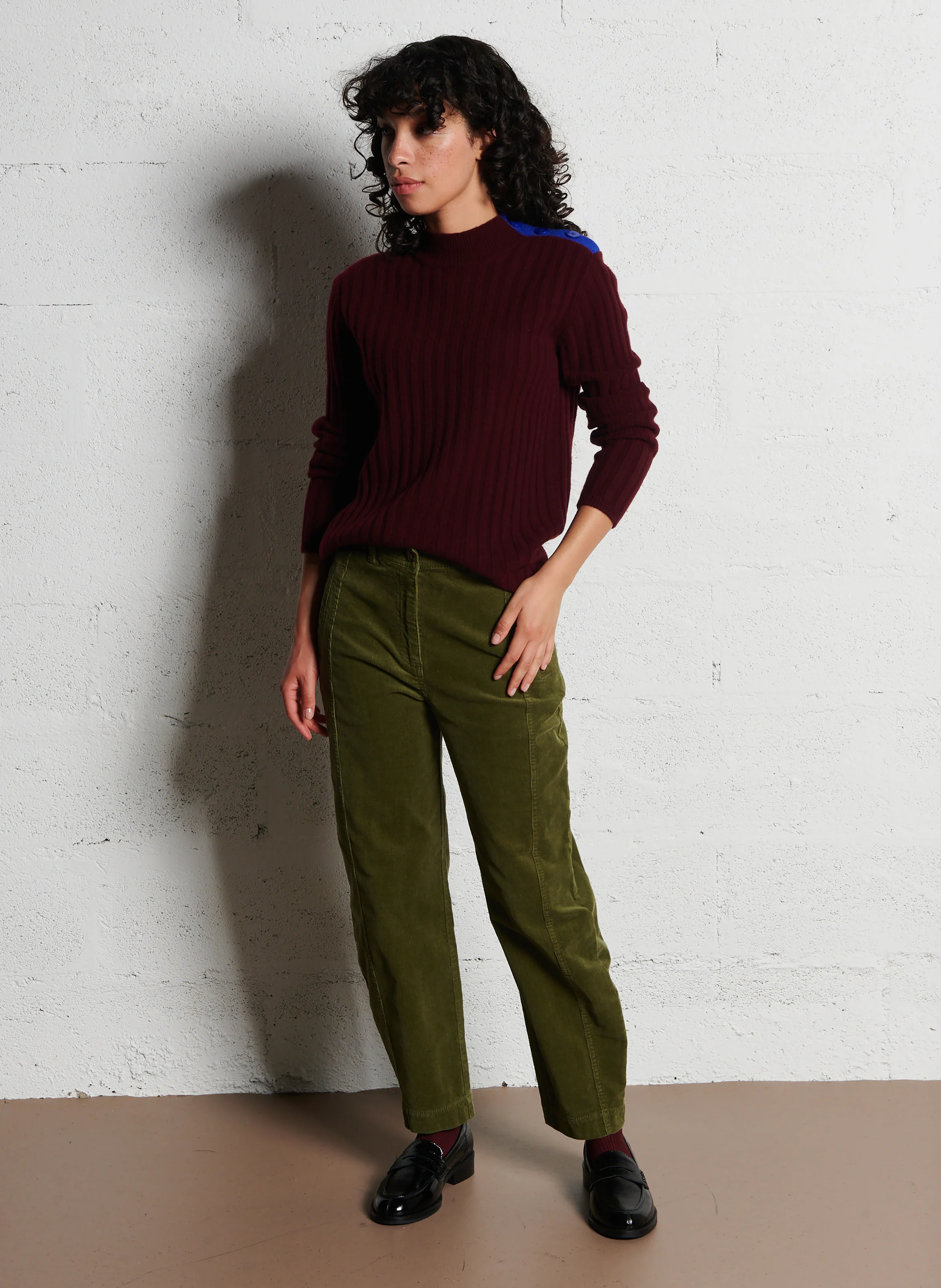 MARC - Pantalon carotte en coton mélangé| Kaki