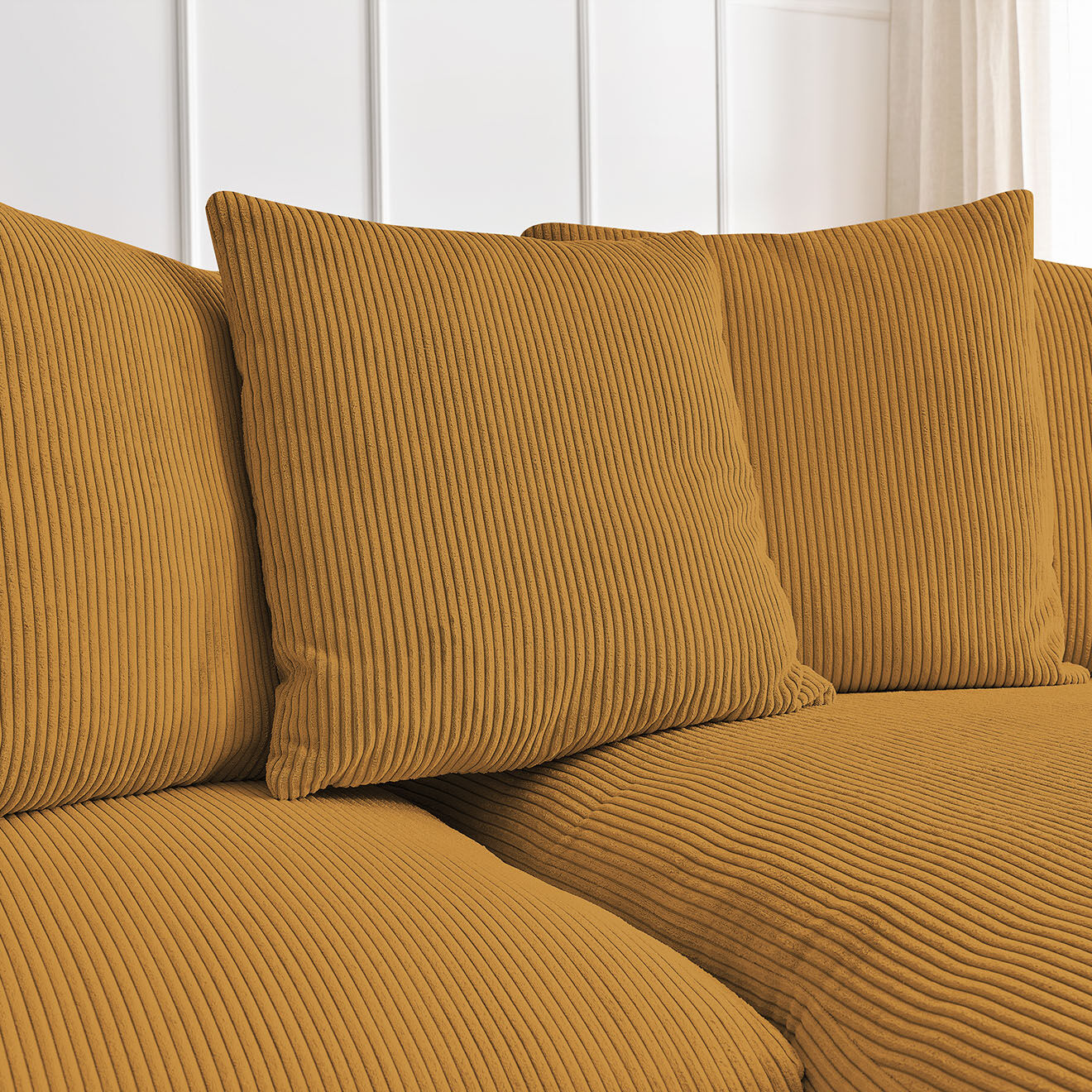 Bobochic Canapé d'angle réversible ultra moelleux voltaire velours côtelé jaune - 310x174x75 cm