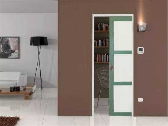 Porte Coulissante Vert Vitree H204 X L73 + Systeme De Galandage Et Kit De Finition Inclus Gd Menuiseries