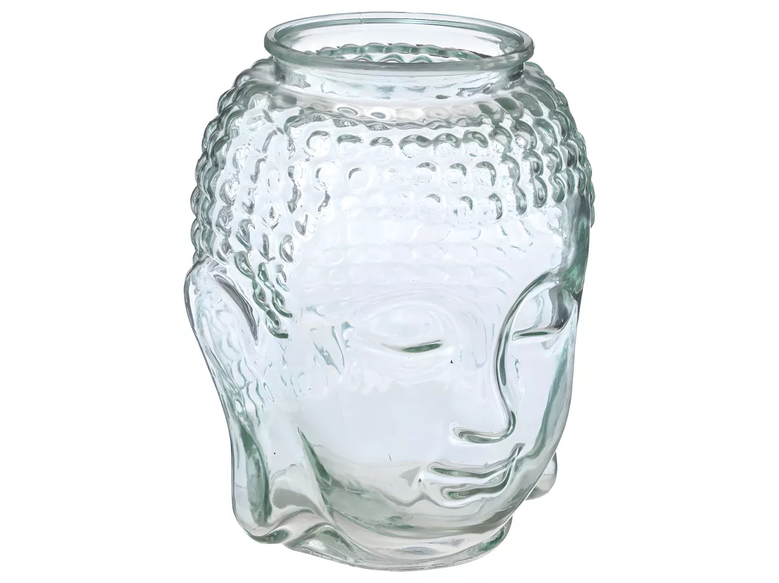 Vase Bouddha en Verre transparent H 28 cm