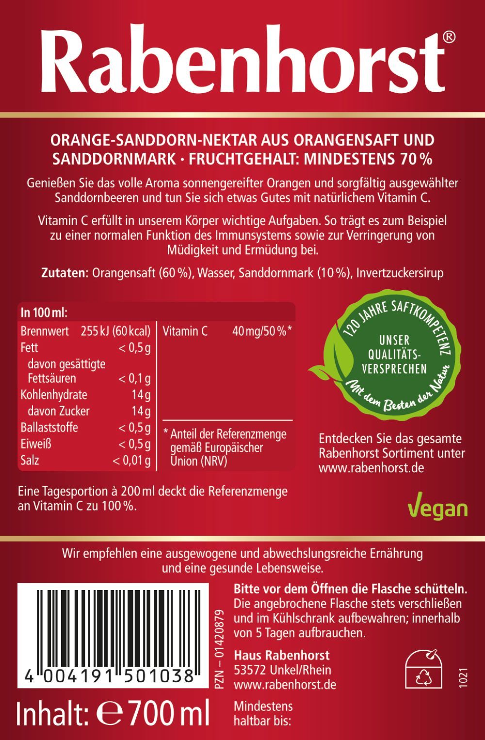Rabenhorst Orange-Sanddorn-Nektar