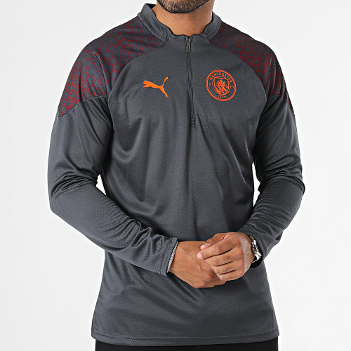 Sweat Col Zippé Manchester City 772858 Gris Bordeaux