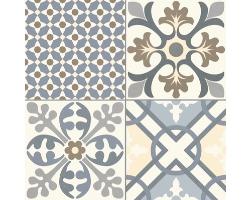 Porseleinen wand- en vloertegel Heritage grijs in 19 verschillende designs 33,15 x 33,15 cm
