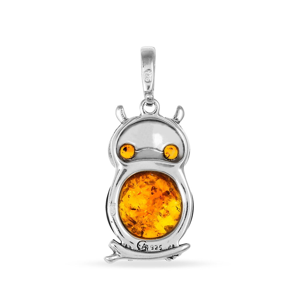 Pendentif Argent Blanc Benoite Ambre