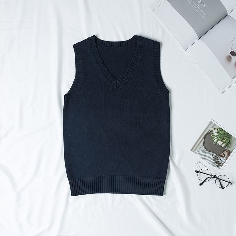 FR - V-hals effen trui vest