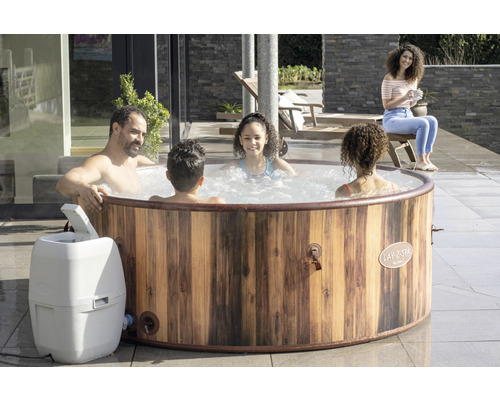 Bestway® LAY-Z-SPA® Helsinki AirJet™ opblaasbare hottub met 180 luchtjets, multifunctionele pomp, geïntegreerde verwarmingsfunctie en afsluitbare thermische afdekking, bruin