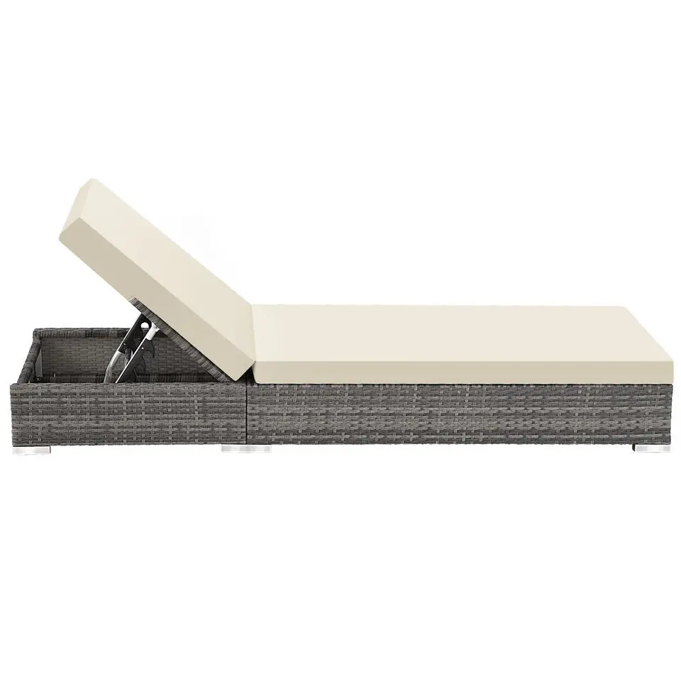tectake 2 wicker ligbedden met aluminium frame en tafel, inclusief beschermhoes