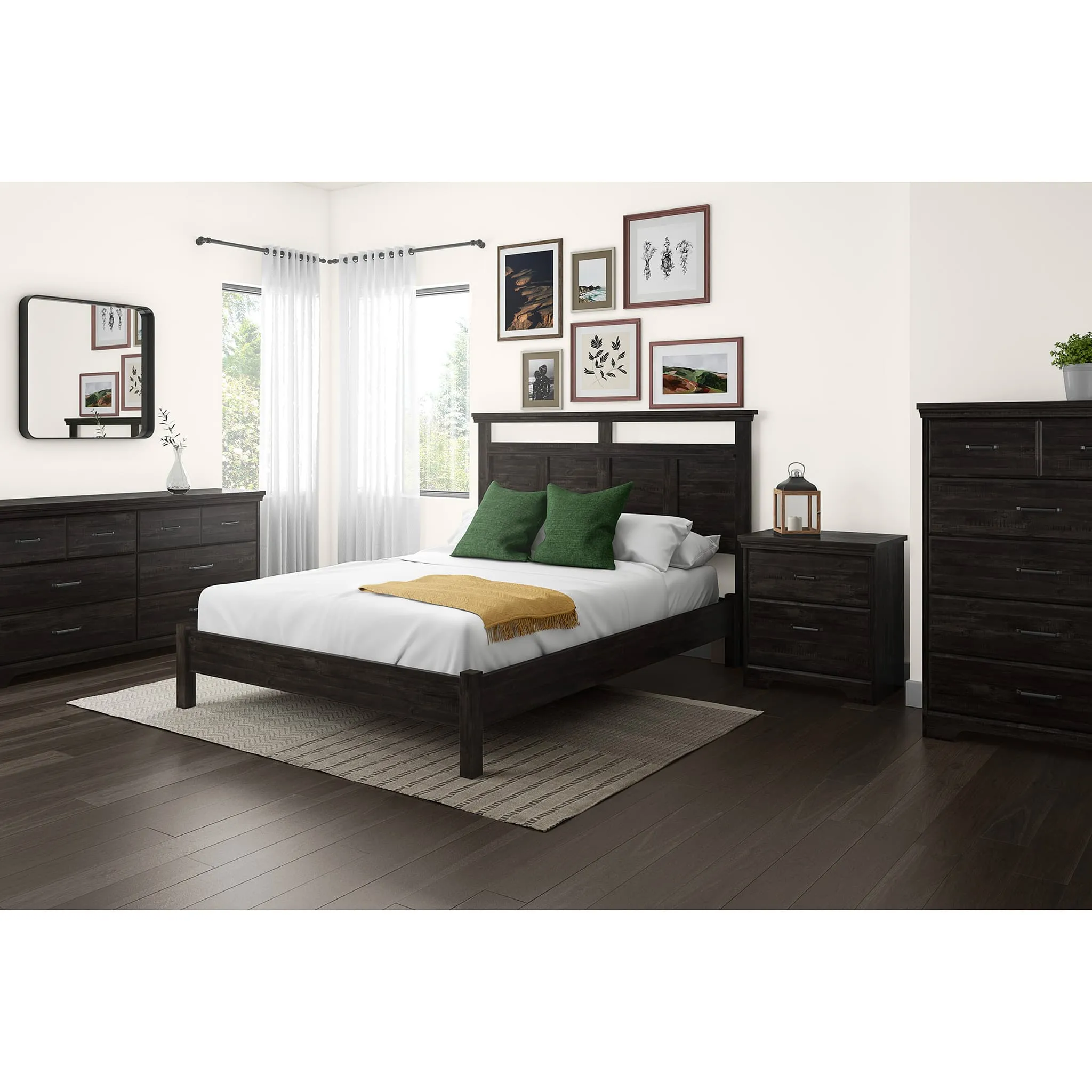 South Shore Bureau Double 6 Tiroirs - Versa Noir Antiqué