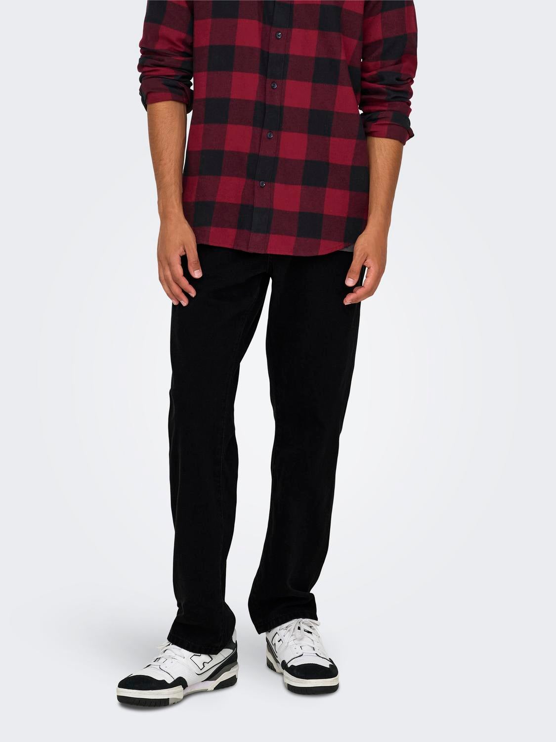 ONSEDGE Mittlere Taille Gerade geschnitten Jeans Black Denim