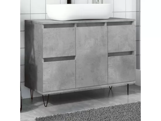 Armoire salle de bain gris béton 80x33x60cm bois d'ingénierie