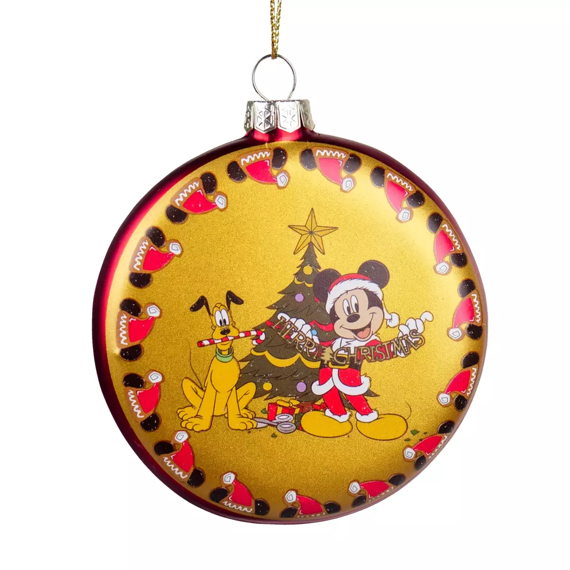Disque en verre (H8 cm) Pluto et Mickey Jaune