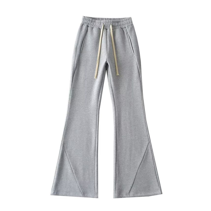 Morhan - Hoge taille effen rechte joggingbroek met wijde pijpen