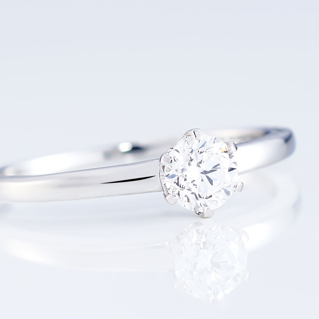 Bague Solitaire Natalia Or Blanc Diamant Synthetique
