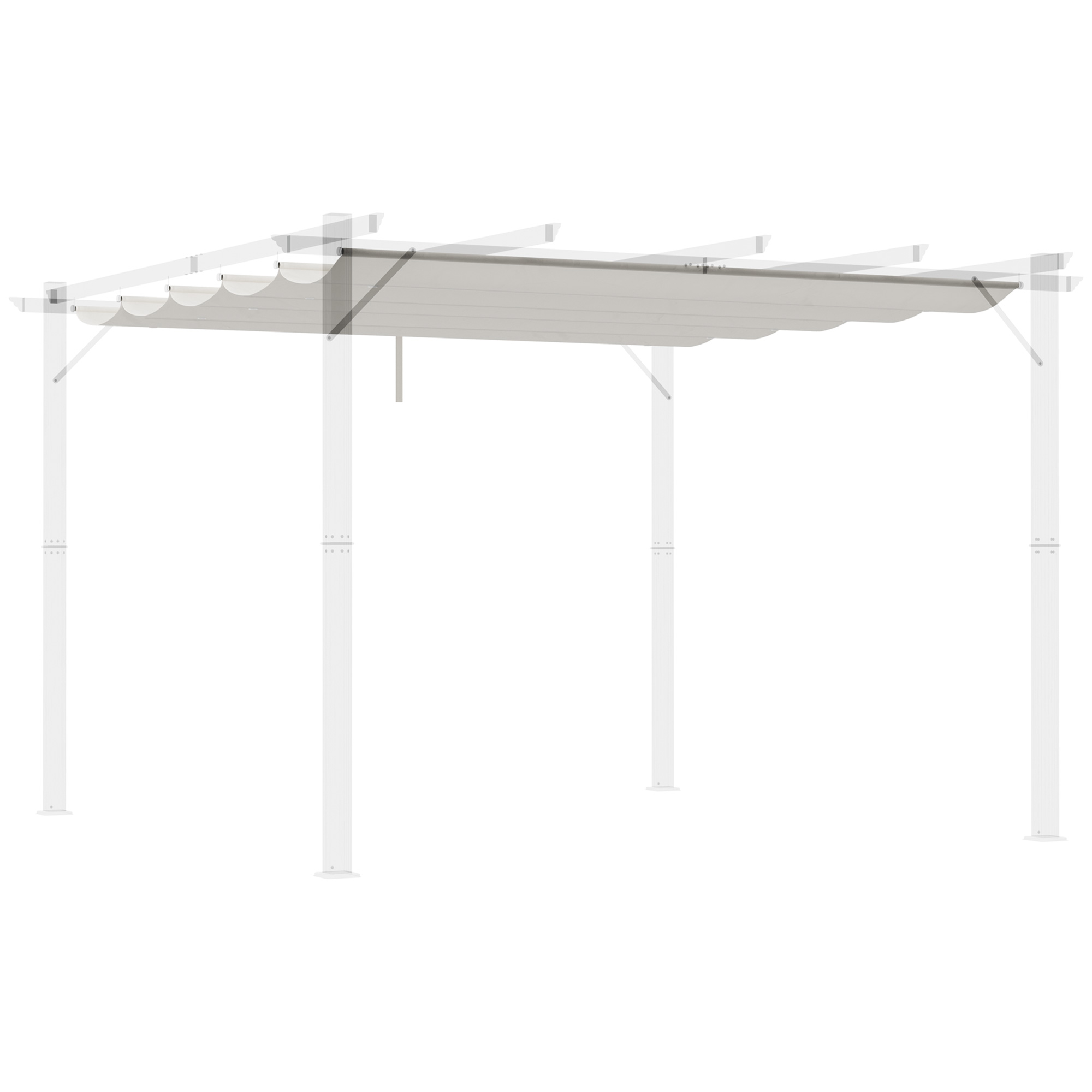 Cobertura retrátil Outsunny para pérgola, 2,5 x 2,55 m, para guarda-sol, toldo de tecido para gazebo de jardim com 10 orifícios de drenagem, cor creme.
