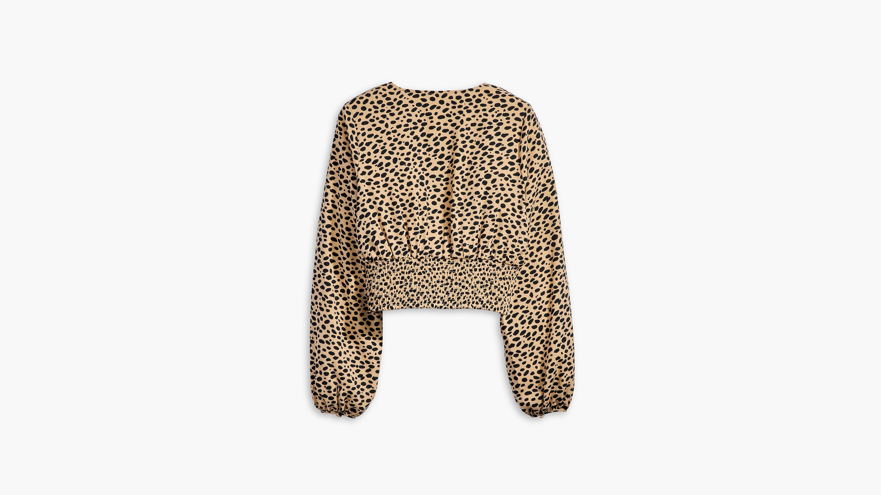 Blouse manche longue Tamara - New Stella Leopard Almond Buff - Multicolore