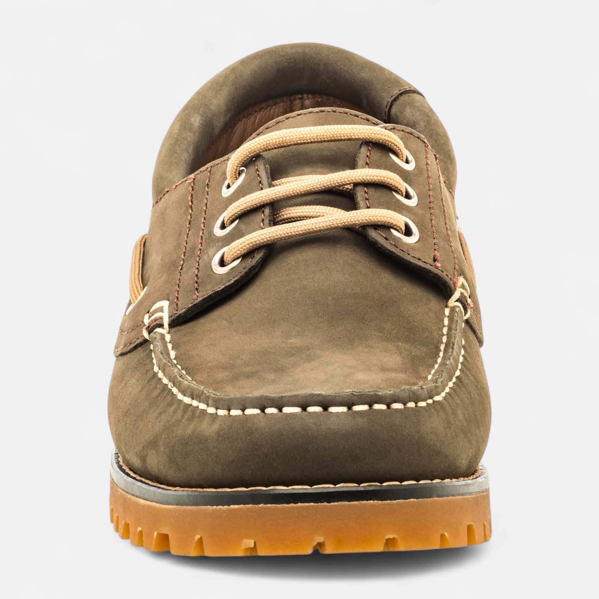 Chaussures bateau Homme en cuir kaki