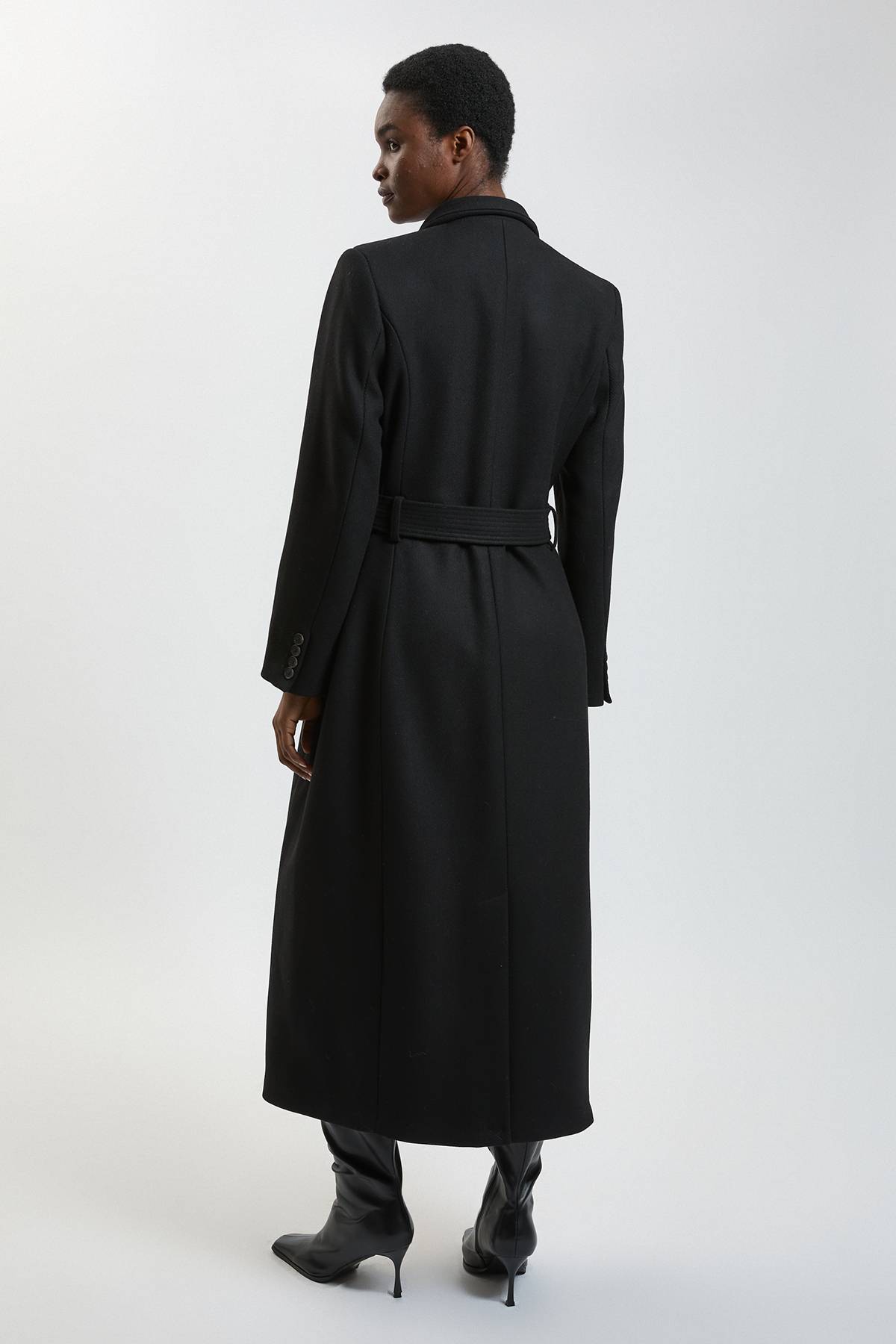 KarenMillen Manteau Long Cintré En Laine Avec Col Cranté Coupe Petite