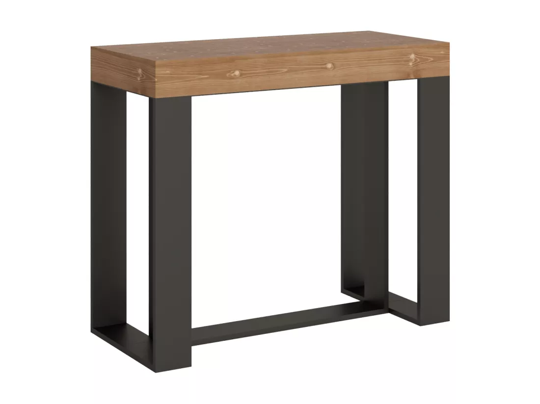 Console Extensible 90x40/190 cm Futura Small Sapin Teinté cadre Anthracite