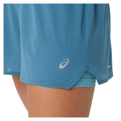 Short 2-en-1 Asics Ventilate 3.5in Bleu Femme
